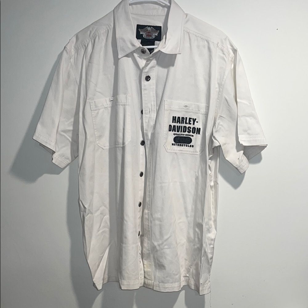 Harley-Davidson White Men's Button Up Shirt, size XL
